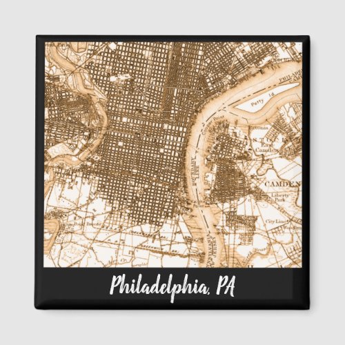 Philadelphia vintage map  magnet