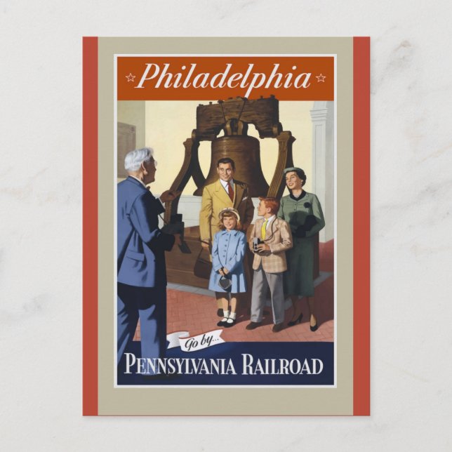 Philadelphia Vintage Travel Poster Postcard (Front)