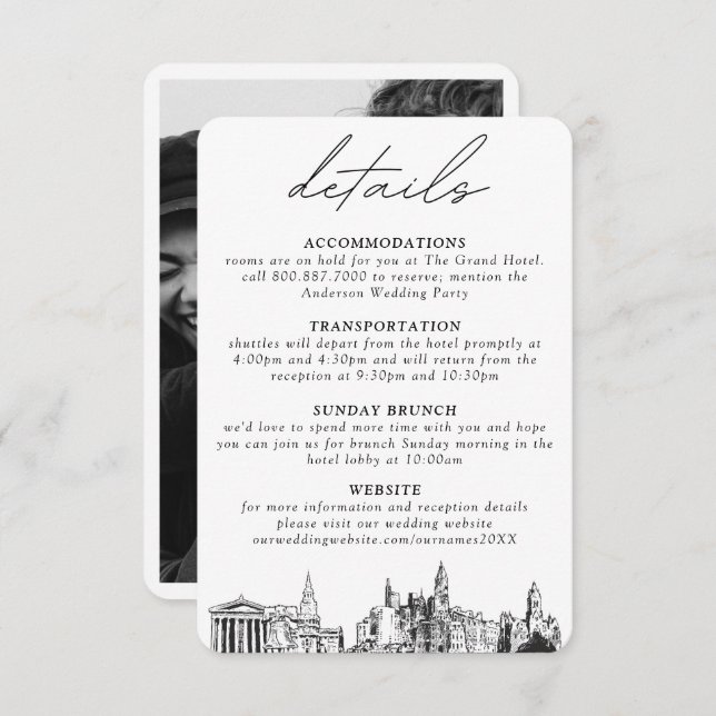 Philadelphia Wedding Details Enclosure Card (Front/Back)