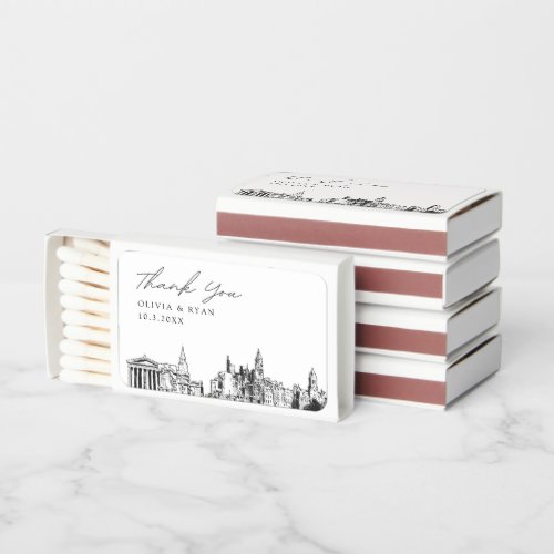 Philadelphia Wedding Favor Thank You Matchboxes