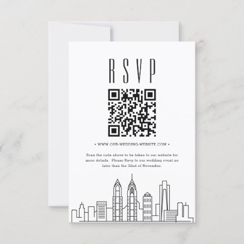 Philadelphia Wedding QR code RSVP Invitation