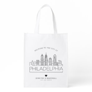 Philadelphia Wedding | Stylized Skyline Grocery Bag