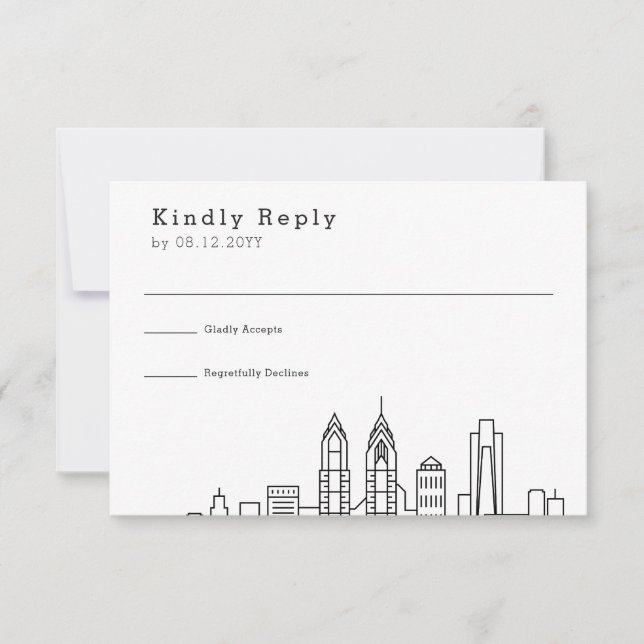 Philadelphia Wedding | Stylized Skyline RSVP (Front)