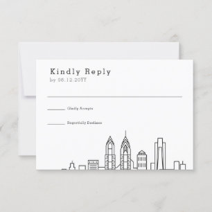 Philadelphia Wedding Stylized Skyline RSVP