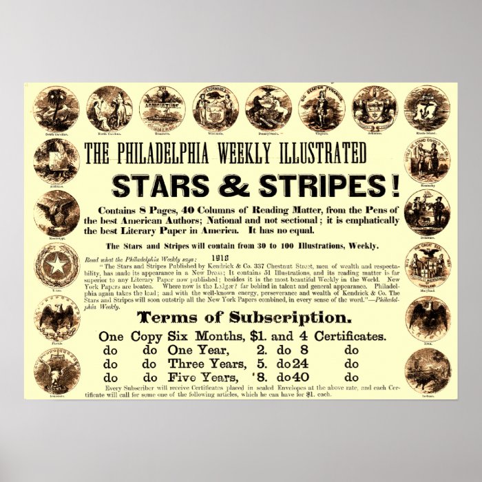 Philadelphia Weekly 1918 Stars & Stripes Newspaper Poster