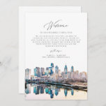 PHILADELPHIA Welcome Letter Timeline Wedding Card<br><div class="desc">This wedding welcome letter and timeline features a watercolor painting of the Philadelphia, Pennsylvania skyline. This timeline is the perfect addition to your tropical destination wedding welcome bags. Easily edit *most* wording on this timeline. Click 'click to customize further' in the personalization section to open up the full editor. To...</div>