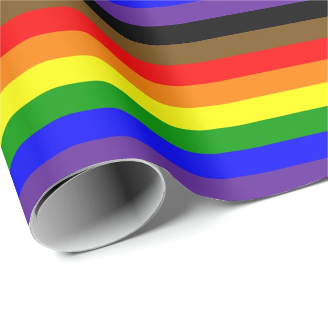 Philadephia Rainbow Pride Flag Horizontal Wrapping Paper (Roll Corner)