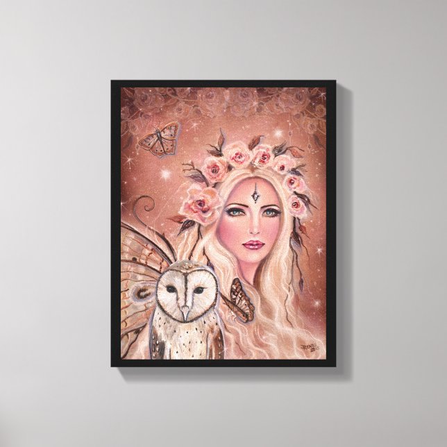 Philantha fairy with owl by Renee Lavoie Canvas Print (Front)