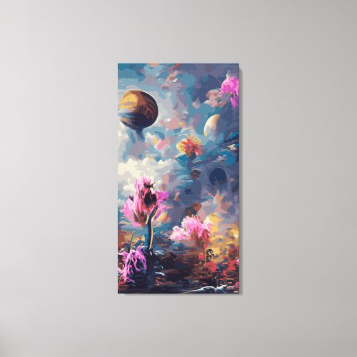 Philatelic surreal floral abstract landscape No3 Canvas Print