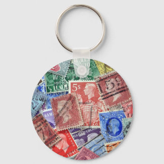 Philately vintage uk stamps keychain