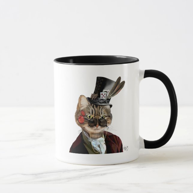 Phileas Feline Steampunk Cat & Top Hat 2 Mug (Right)