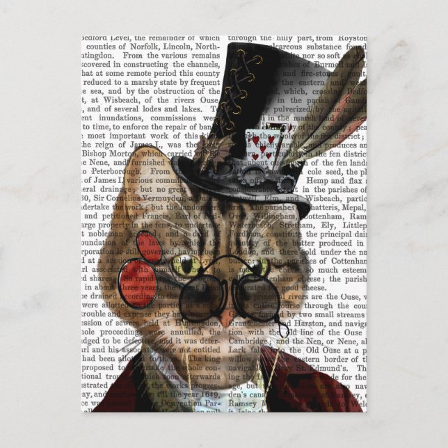 Phileas Feline Steampunk Cat & Top Hat 2 Postcard (Front)