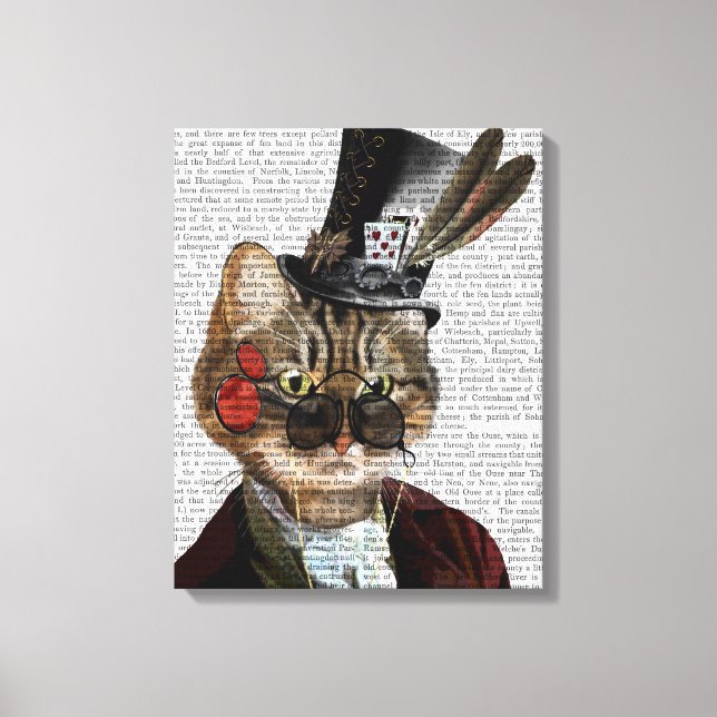 Phileas Feline Steampunk Cat & Top Hat Canvas Print (Front)