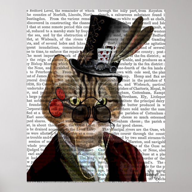 Phileas Feline Steampunk Cat & Top Hat Poster (Front)