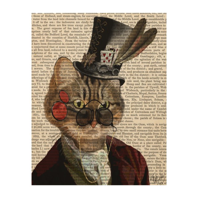 Phileas Feline Steampunk Cat & Top Hat Wood Wall Decor (Front)