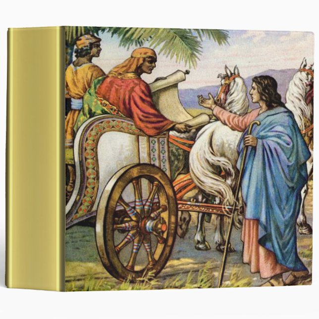 Philip and the man in a chariot gold foil texture 3 ring binder (Front/Spine)