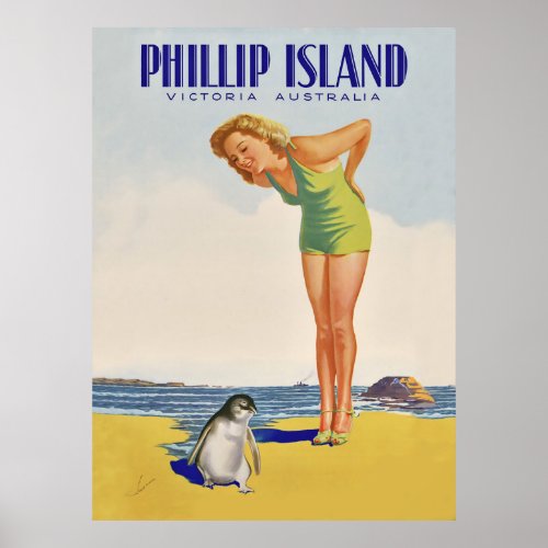 Philip island Australia girl with penguin Poster