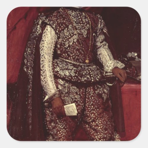 Philip IV  of Spain in Brown and Silver Square Sticker