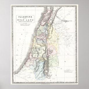 Philip Map Of The 12 Tribes - Dated 1852 Poster
