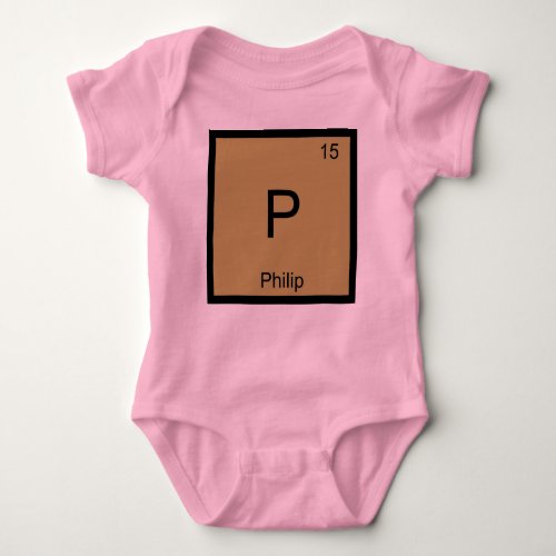 Philip Name Chemistry Element Periodic Table Baby Bodysuit