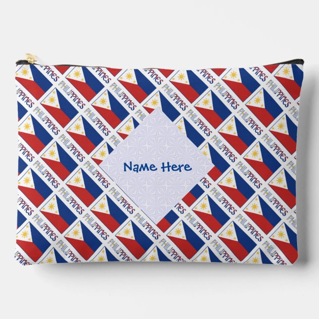Philipines Flag Blue Personalized Accessory Pouch (Front)