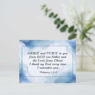 Philippians 1:2-3 Grace and Peace to You, Bible Postcard