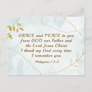 Philippians 1:2-3 Grace and Peace to You, Bible Postcard