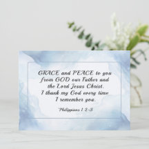 Philippians 1:2-3 Grace and Peace to You Flat Card