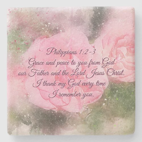 Philippians 12 Grace and Peace to You Scripture Stone Coaster