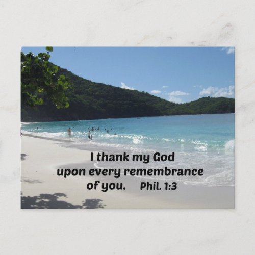 Philippians 13 I thank my God upon every Postcard