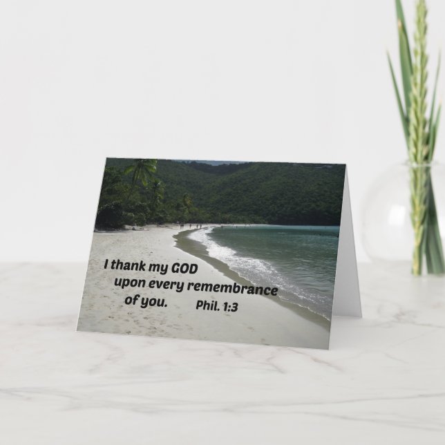 Philippians 1:3 I thank my God upon every Thank You Card (Front)