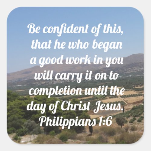 Philippians 16 Custom Bible Verse Countryside Square Sticker