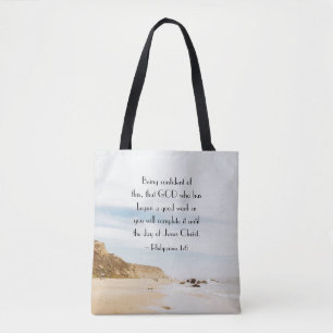 Philippians 1:6 GOD who has begun a good work Tote Bag
