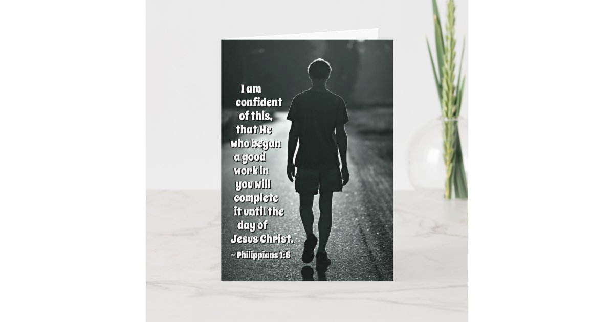 Philippians 1:6 He who has begun a good work Bible Card | Zazzle