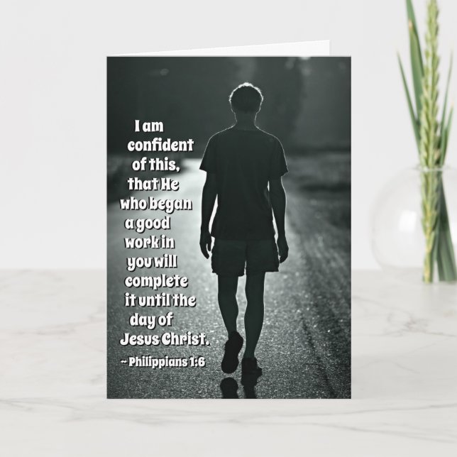 Philippians 1:6 He who has begun a good work Bible Card (Front)