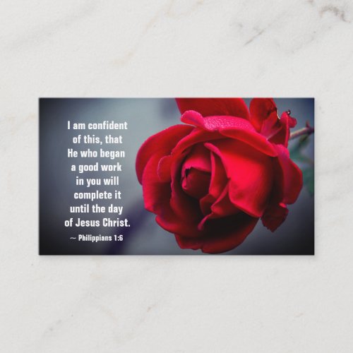 Philippians 16 I am confident of this Bible Verse Business Card