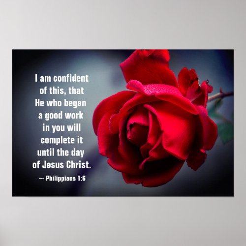 Philippians 16 I am confident of this Bible Verse Poster