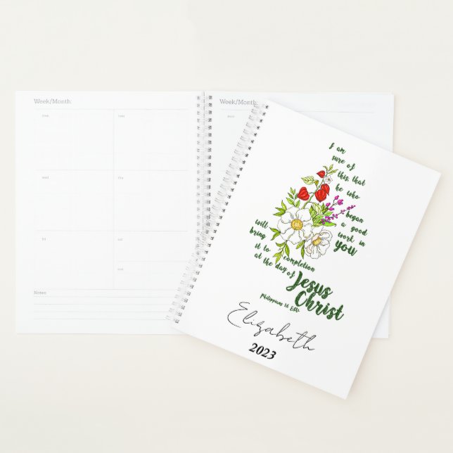 Philippians 1:6 personalized, custom year planner (Display)