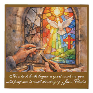 Philippians 1:6 Stained Glass Window Canvas Art