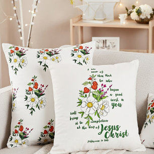 Philippians 1:6 throw pillow