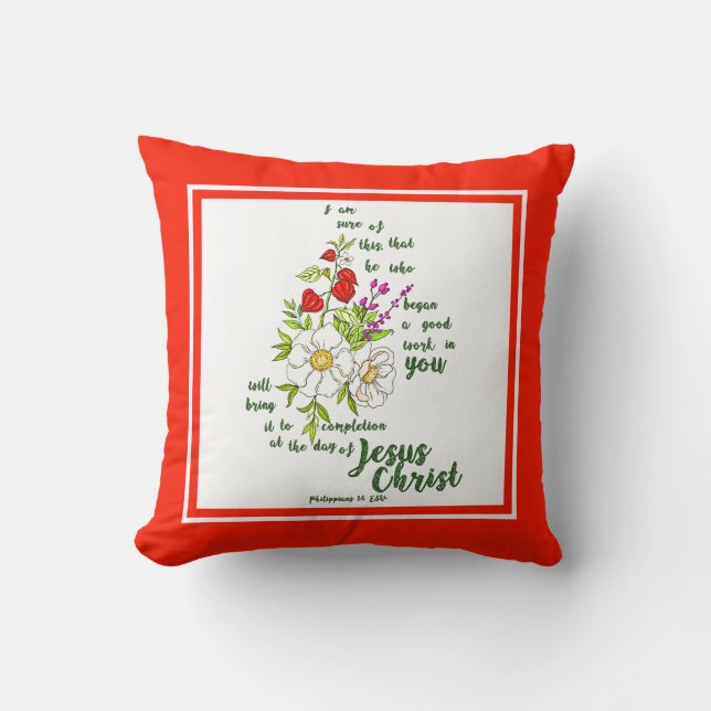 Philippians 1:6 throw pillow (Front)