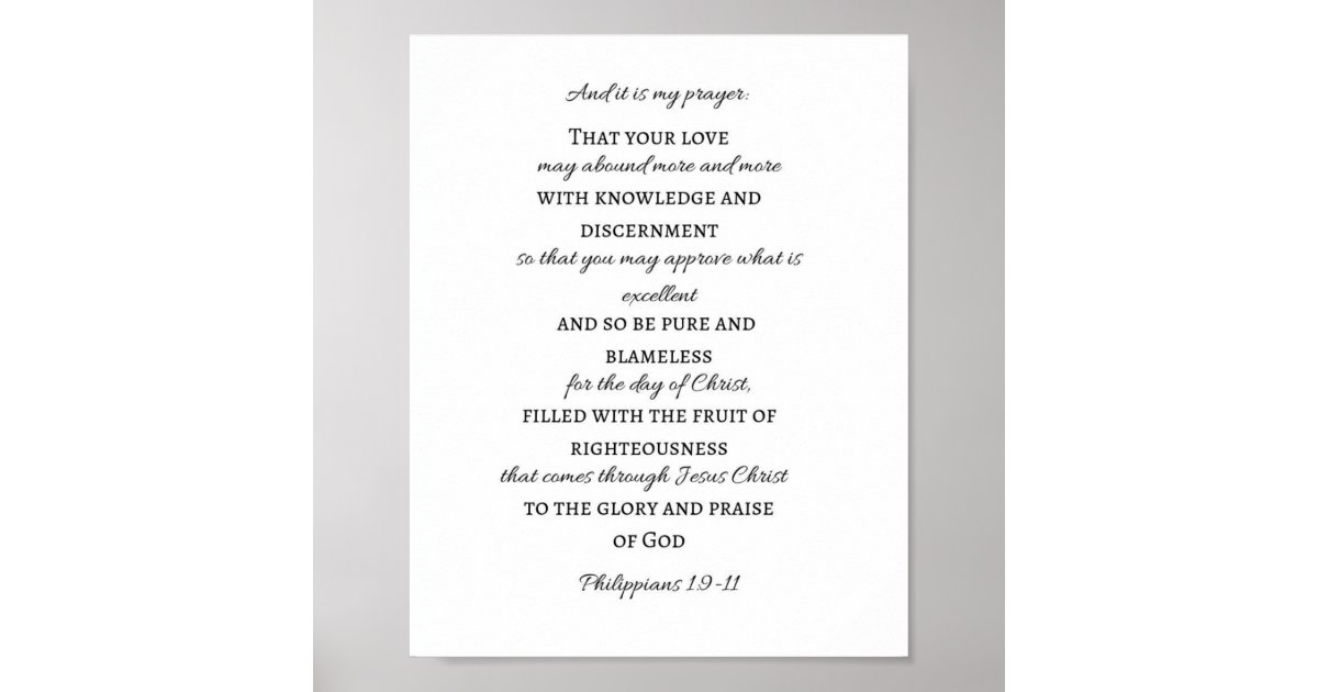 Philippians 1:9-11 Scripture Poster | Zazzle