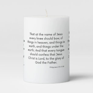 Philippians 2:10-11 KJV Bible Scripture Pillar Candle