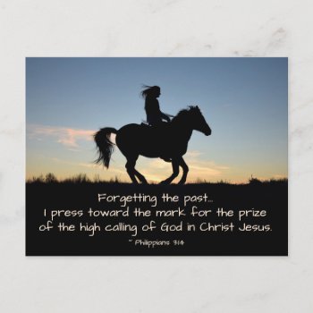 Philippians 3:13-14 Forgetting The Past  Horse Postcard by CChristianDesigns at Zazzle