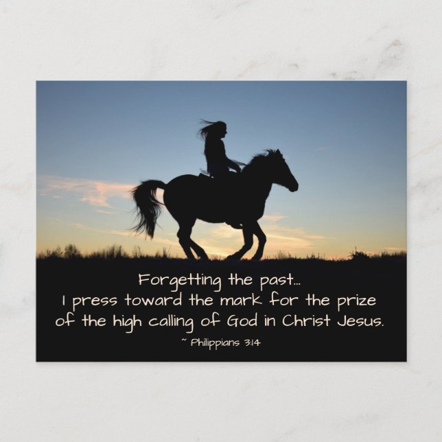 Philippians 3:13-14 Forgetting the past, Horse Postcard (Front)