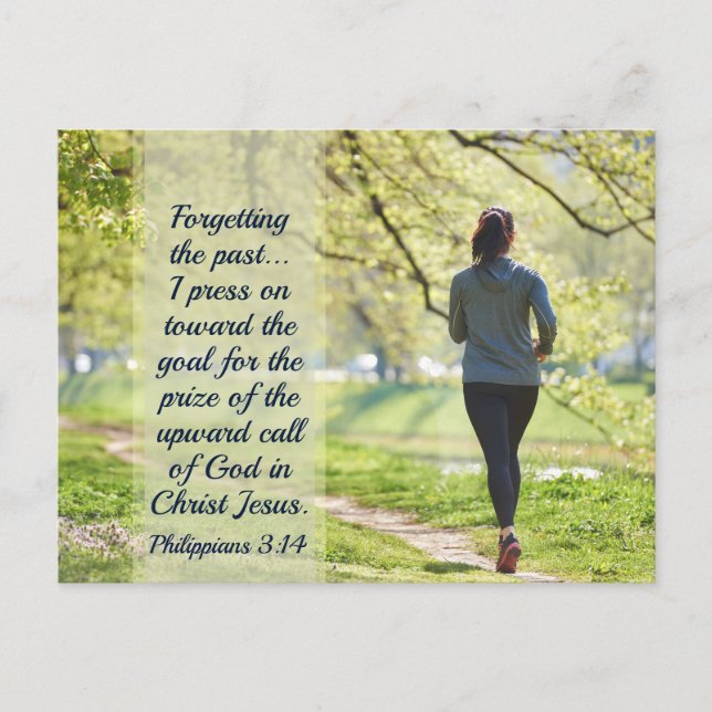 Philippians 3:13-14 Forgetting the Past Postcard (Front)