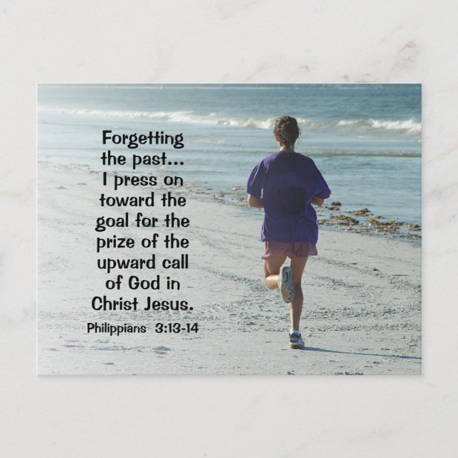 Philippians 3:13 Forgetting the Past, Bible Postcard (Front)