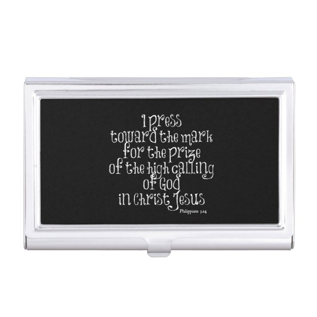 Philippians 3.14 Bible Verse Business Card Holder (Front)