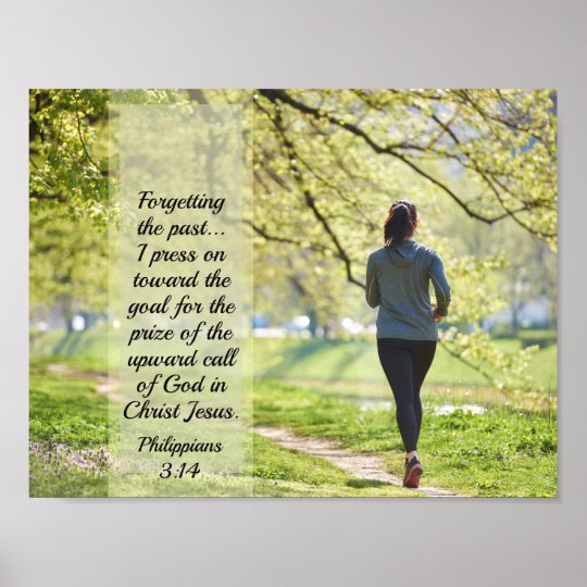 Philippians 314 Bible Verse, Girl Running Poster