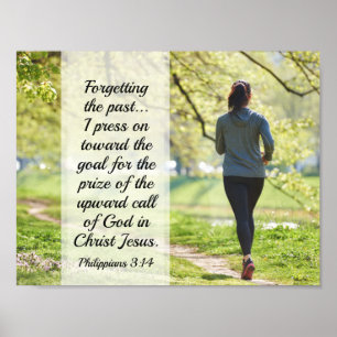 Philippians 3:14 Bible Verse, Girl Running Poster